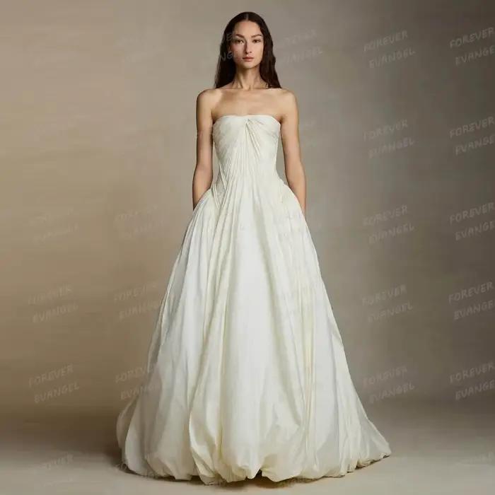 Robes De Mariée simples en Satin pour femmes, ligne A, avec traîne, sans manches, dos nu, personnali