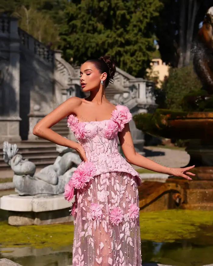 Robe de bal fourreau rose pour femmes