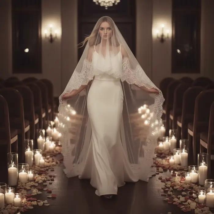 Voile de mariée de luxe blanc en dentelle