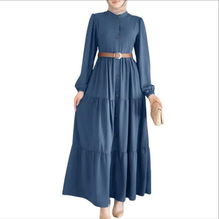 ZANZEA femmes automne robes 2025 mode musulmane Abaya Robe col rond à manches longues