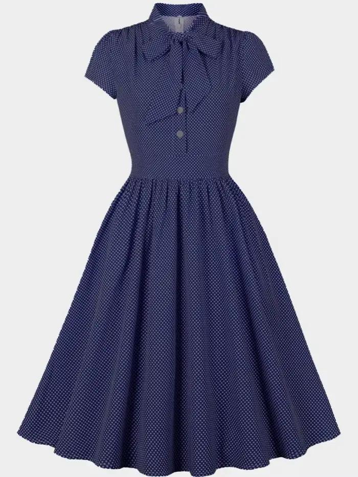 Robe de soirée rétro Pin Up à manches courtes pour femmes