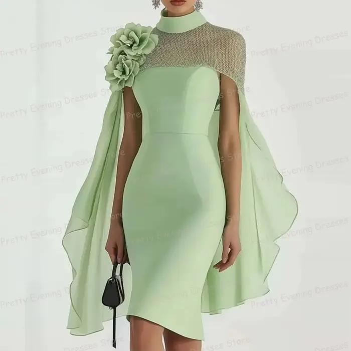 Robes De Cocktail simples sirène femme Sexy Cap manches Floers