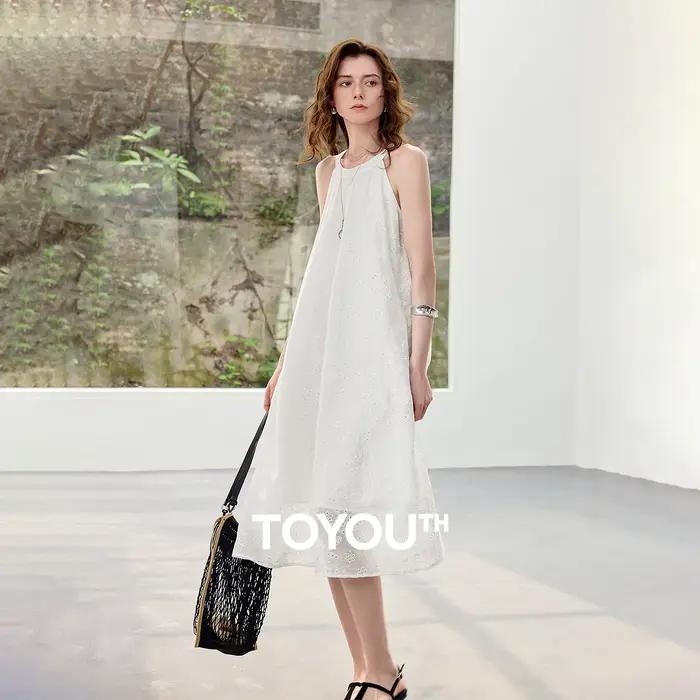 Robes décontractées pour femmes TOYOUTH 2026 – Nouvelle collection été en Lyocell brodé floral