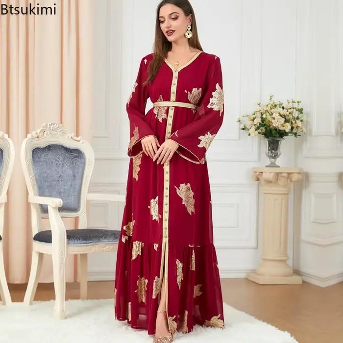 Robe longue en mousseline de soie pour femme