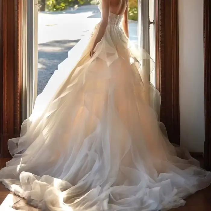Robe de mariée romantique personnalisée pour l'extérieur