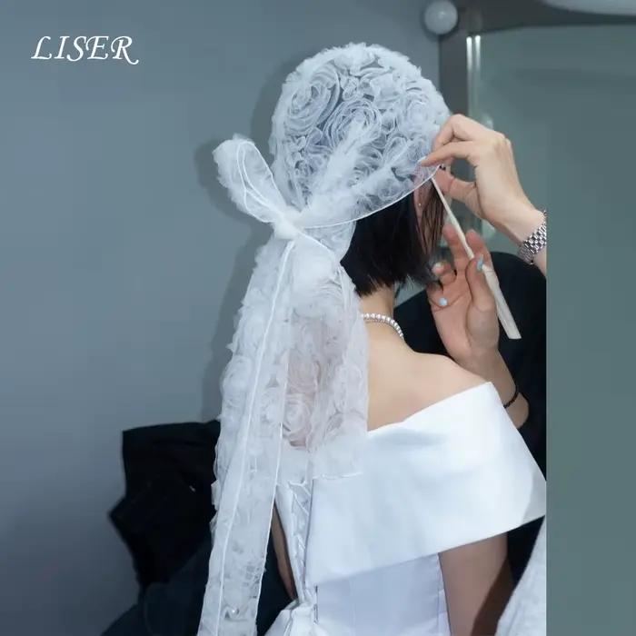 Voile de mariée en tulle de soie avec fleurs