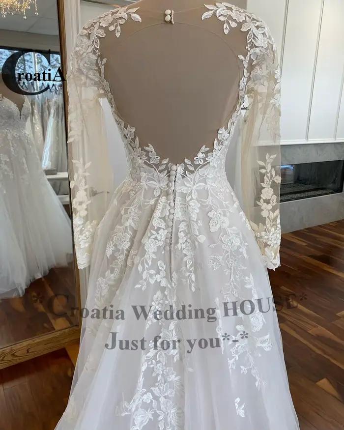 Croatie mode robes De mariée nouveau Robe De Noiva manches longues chapelle Train Gelinlik dubaï