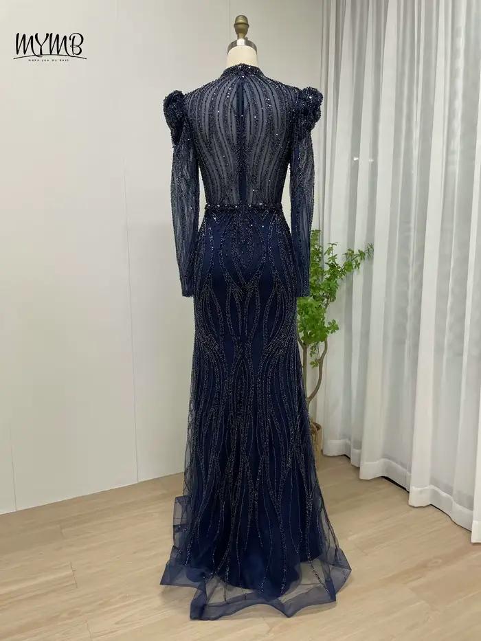 Robes musulmanes à col haut et manches longues pour mère de la mariée