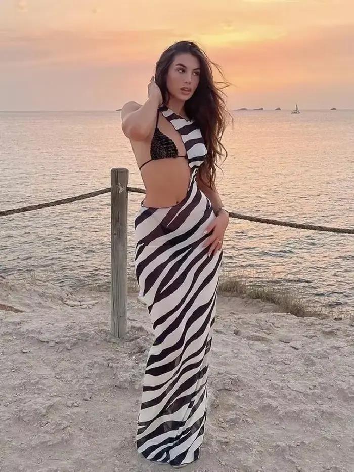 Robe de plage imprimée zèbre pour femmes