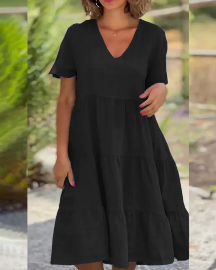 Robes décontractées en coton et lin pour femmes