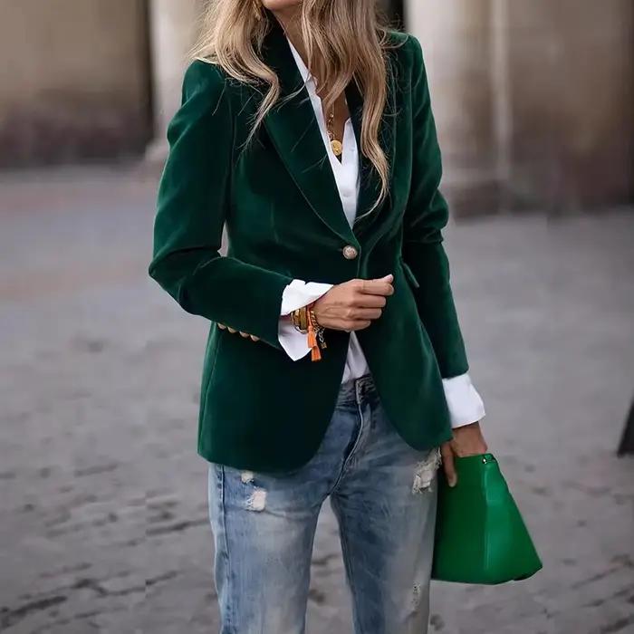 Blazer de soirée formel en velours grande taille pour femme