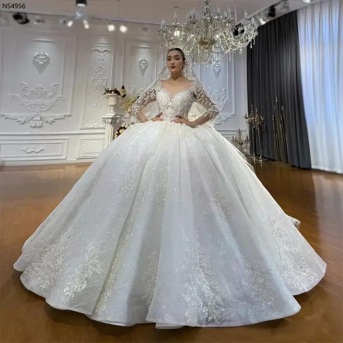 Magnifique robe de mariée à manches longues pour femmes