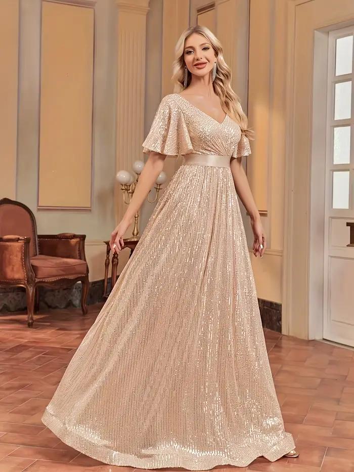 Robe de soirée élégante rétro évasée à manches en maille pour femme – Parfaite pour les fêtes