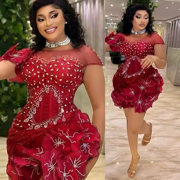 Femmes grande taille robes de Cocktail courte bal Mini