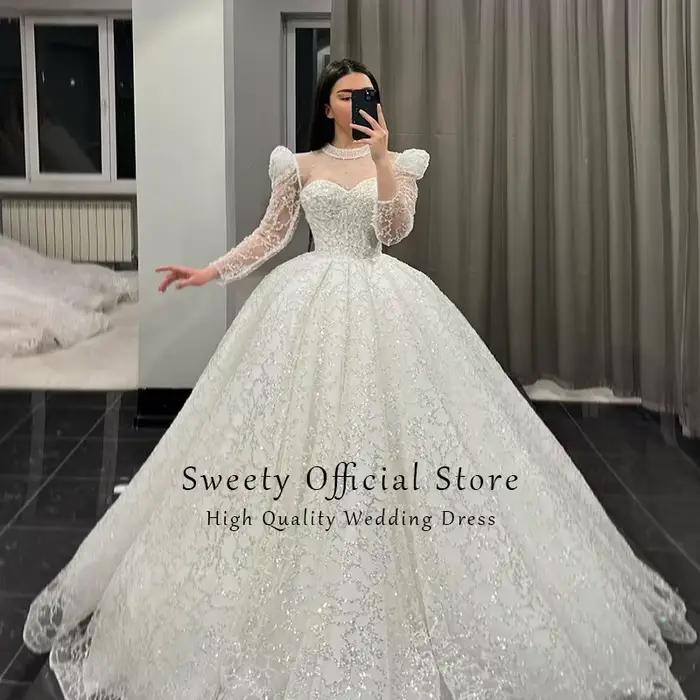 Robe de Mariée en Organza à Paillettes Brodées