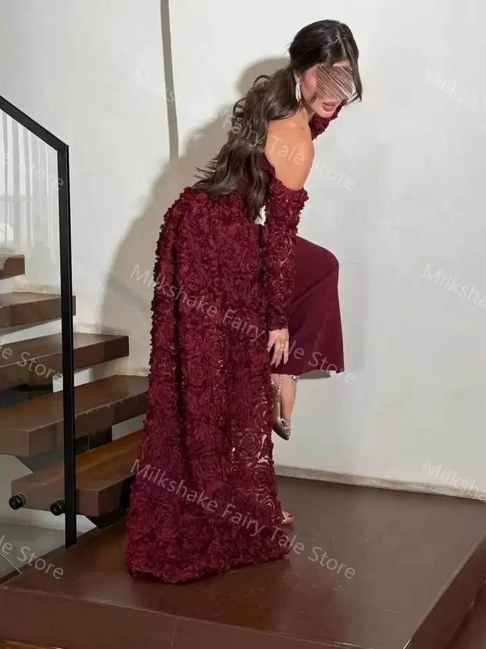 Robes de soirée sirène bordeaux pour femmes