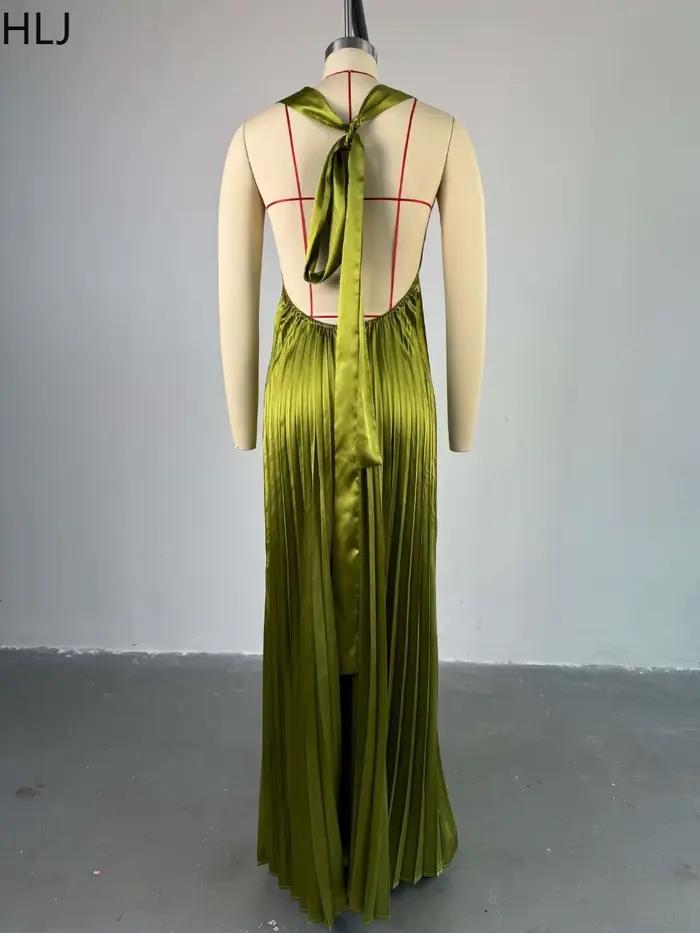 HLJ – robe longue plissée élégante pour femmes