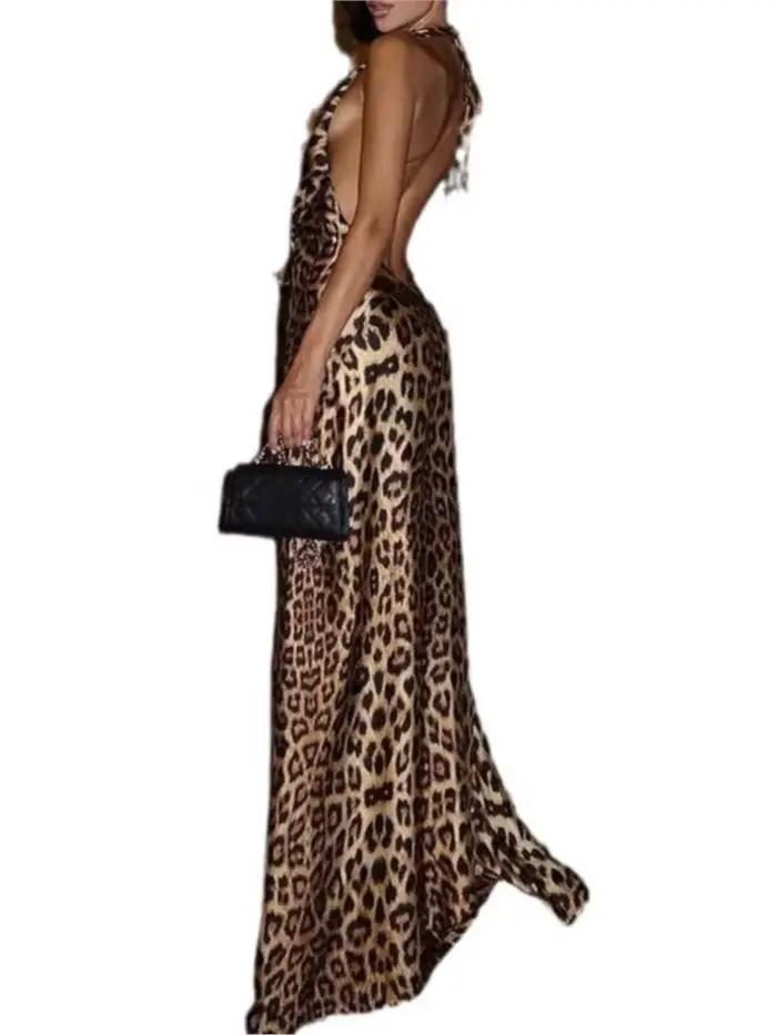 Robe Longue à Lacets et Col en V pour Femme