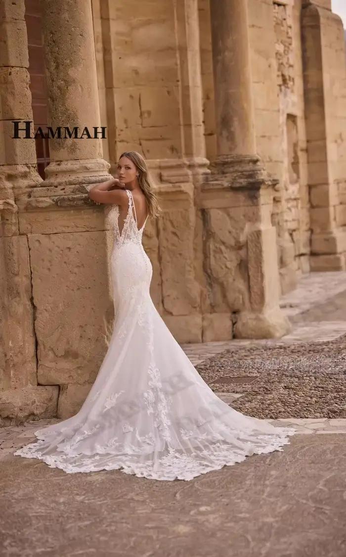 Charmante robe de mariée à col en V pour mariée
