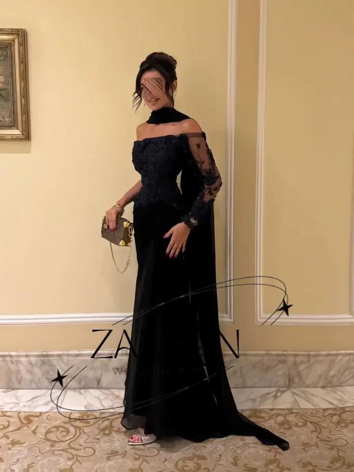 Robes de soirée de luxe en mousseline noire ZanBan