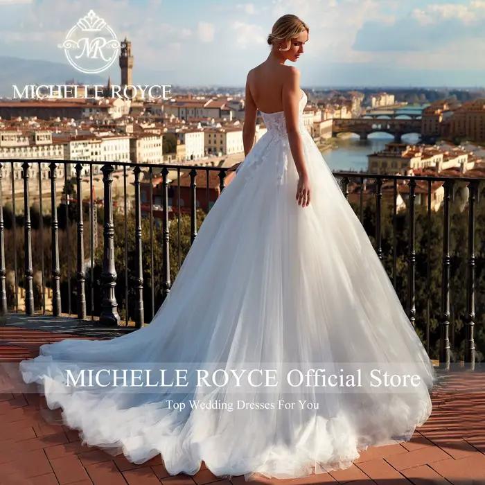 Michelle Royce-Robe de mariée en organza avec appliques chérie