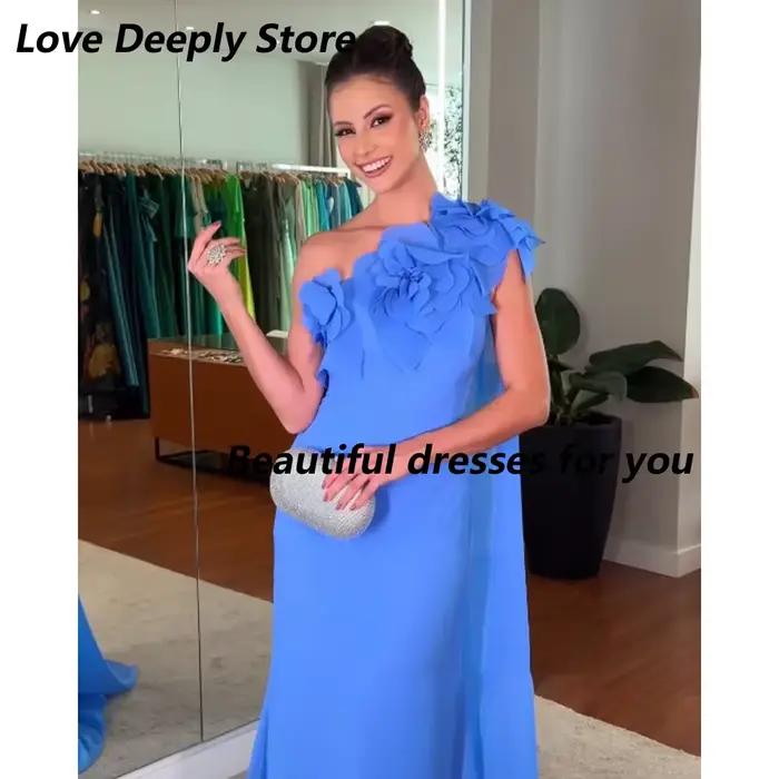 Robe de Soirée Asymétrique en Mousseline de Soie à Épaule Dénudée