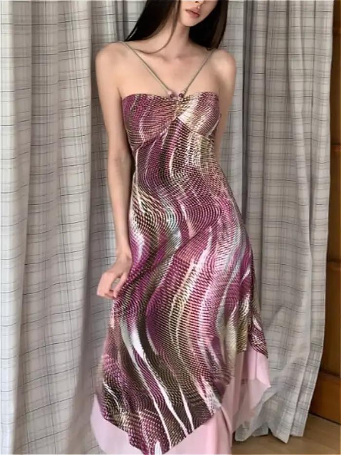 Robes en dentelle à bretelles fines taille haute style hippie pour femmes