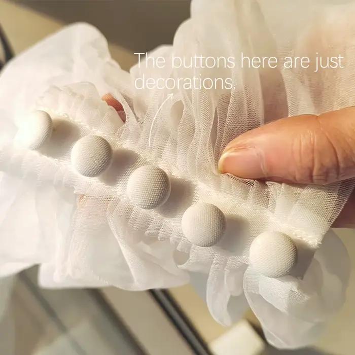 Femmes plissé Tulle Sheer Wrap mariage mariée hors de l'épaule étole élégant formel châle avec bouton ivoire personnalisable
