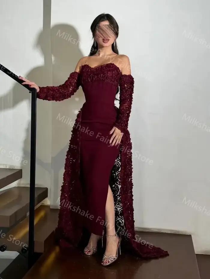 Robes de soirée sirène bordeaux pour femmes