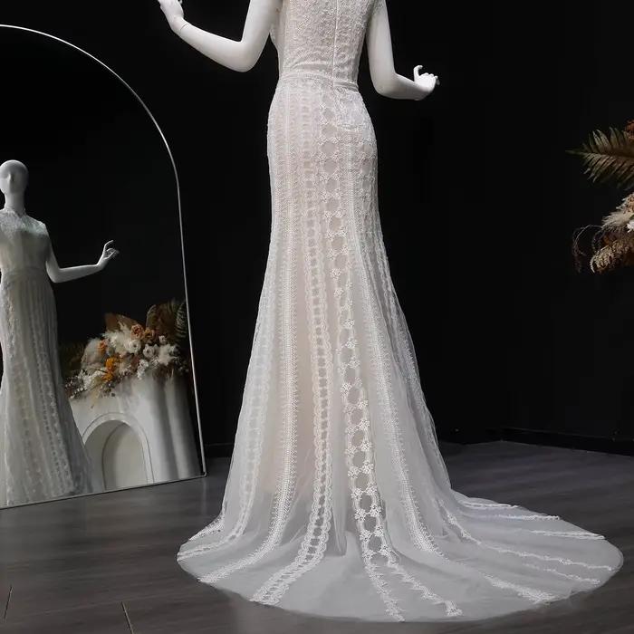 Robe de mariée sirène élégante Sheer Fairy pour femme avec traîne 2026
