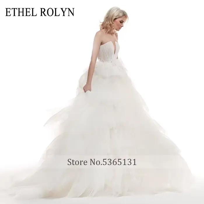 Robe De mariée trapèze en dentelle à volants