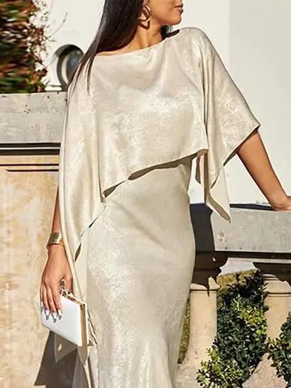 Robe de soirée Modigirl femmes luxueuse maxi cape asymétrique chauve-souris brillante pour mariages galas soirées spéciales
