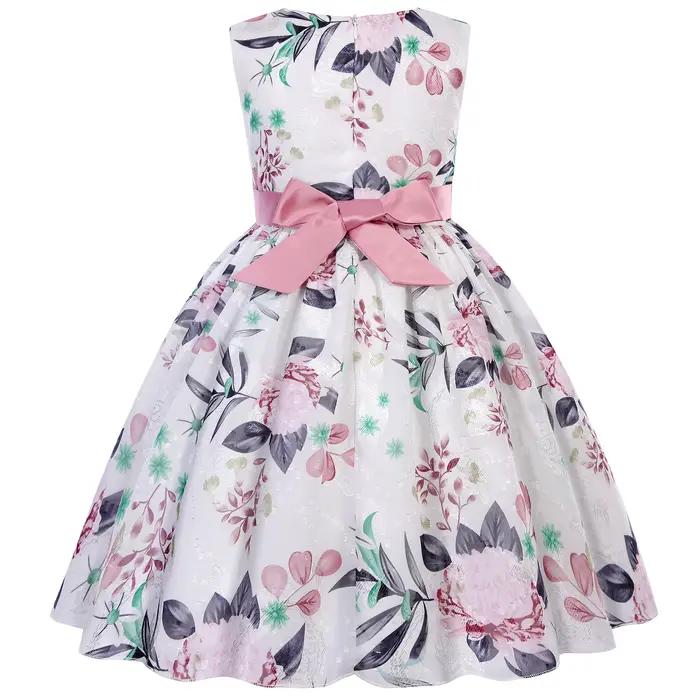Robe de demoiselle d'honneur pour filles avec décoration en nœud