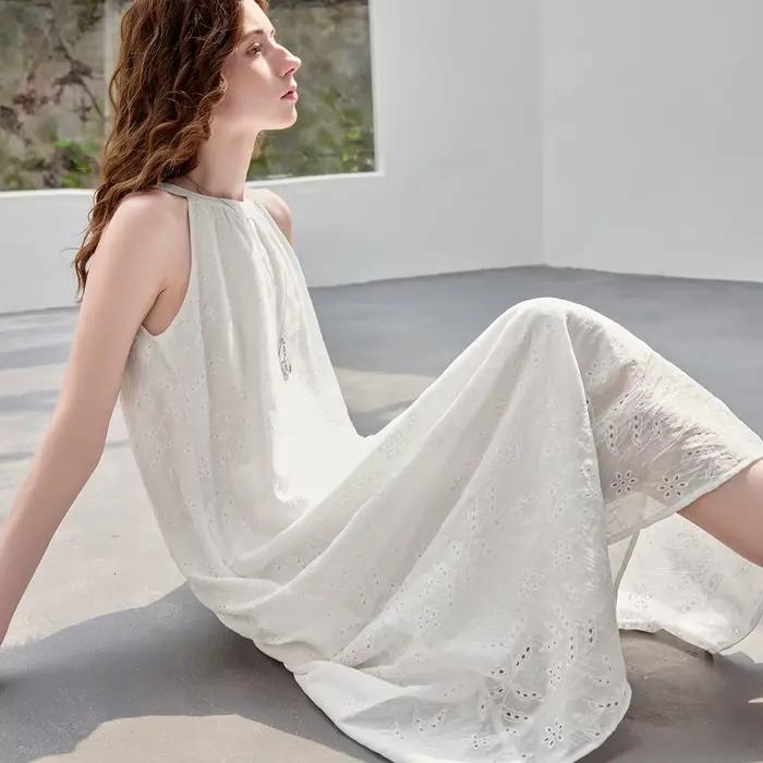 Robes décontractées pour femmes TOYOUTH 2026 – Nouvelle collection été en Lyocell brodé floral
