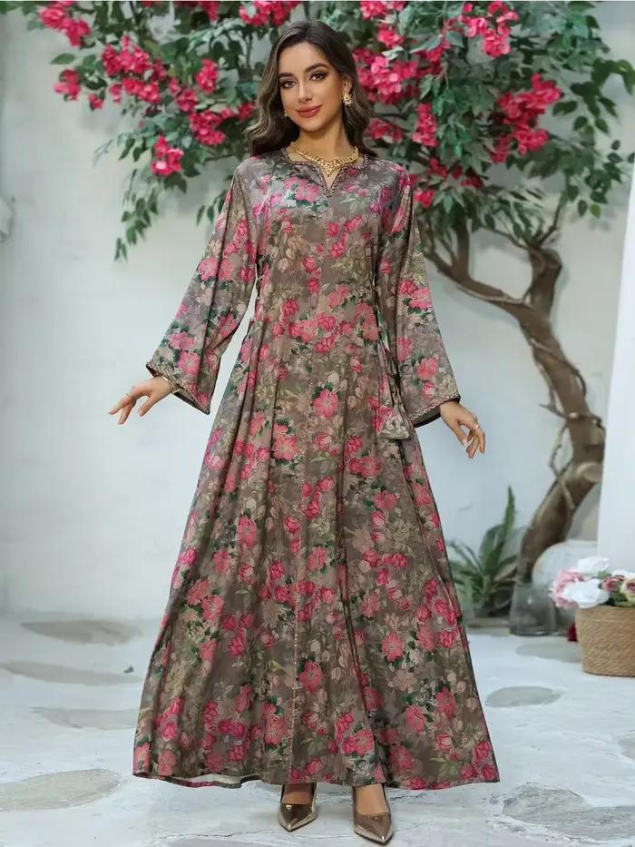 Robe musulmane femmes diamant imprimé Abaya