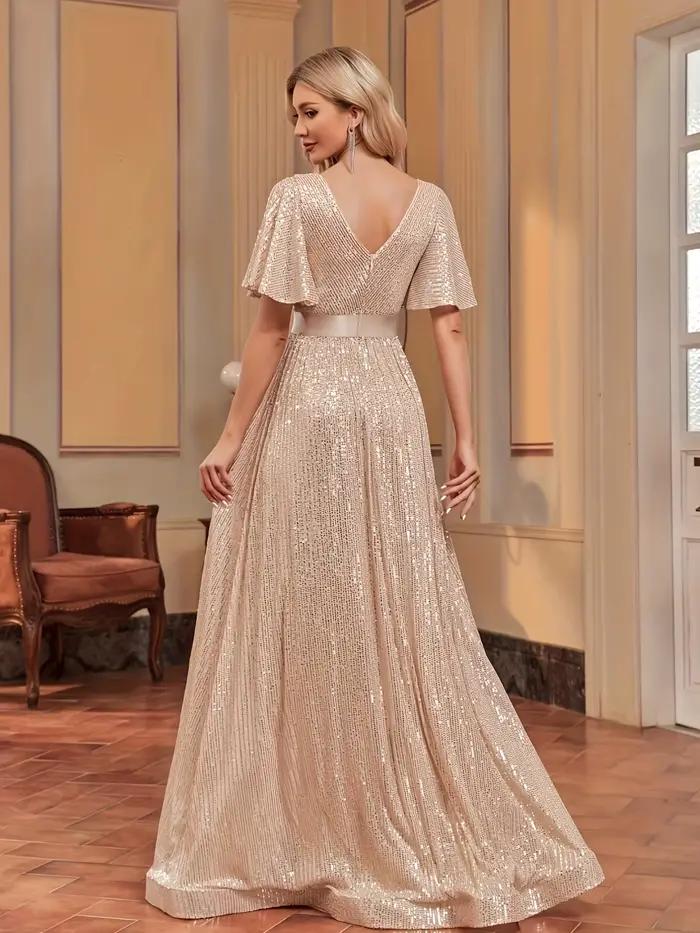 Robe de soirée élégante rétro évasée à manches en maille pour femme – Parfaite pour les fêtes