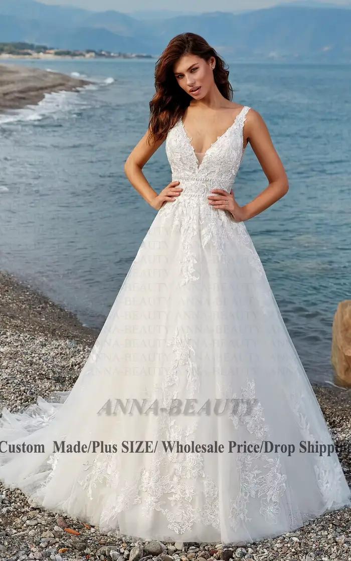 Anna charmante Robe De mariée col en v femme