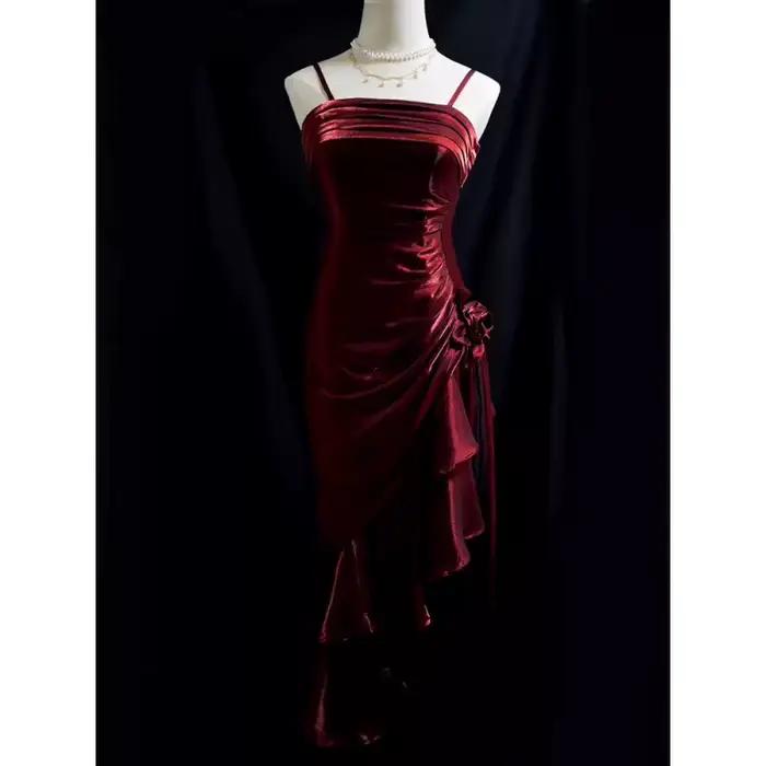 Lamour 2025 mode et Simple robe de soirée pour les femmes Spaghetti sangle cheville longueur élégante Sexy
