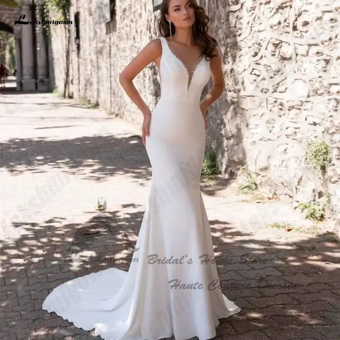 Lashmigown-Robe de Mariée Sirène Élégante à Perles