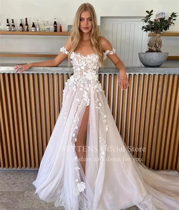 Robes de mariée à fente haute pour femmes