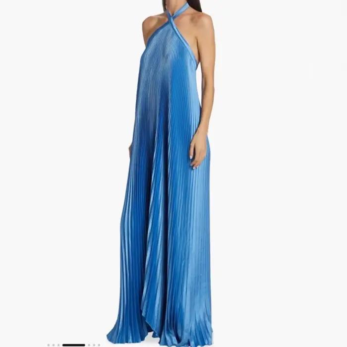 Robe longue plissée unie tendance