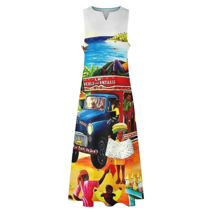 Robe longue imprimée vintage pour femme