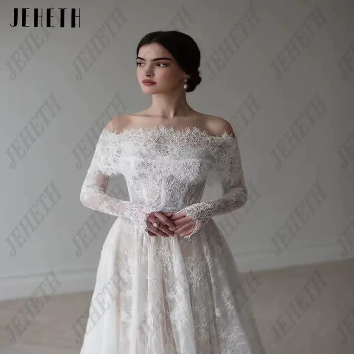 JEHETH Lvory dentelle 2025 nouvelles robes de mariée hors de l'épaule manches longues