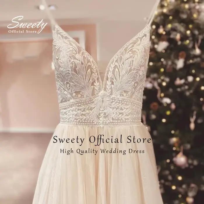 Robe de Mariée Simple en Organza avec Broderie