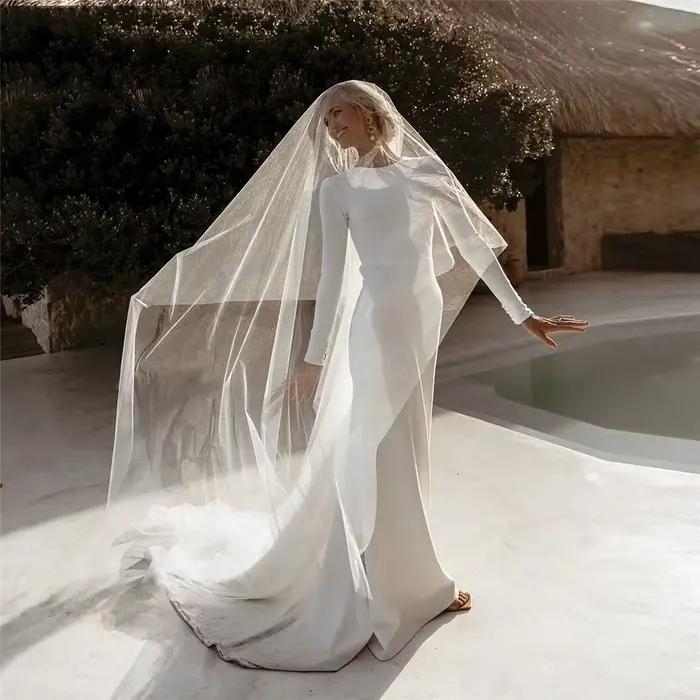 Robe de mariée sirène en satin moderne avec dos nu et soutien-gorge intégré pour femmes, adaptée aux futures mamans, idéale pour les mariages et autres occasions spéciales