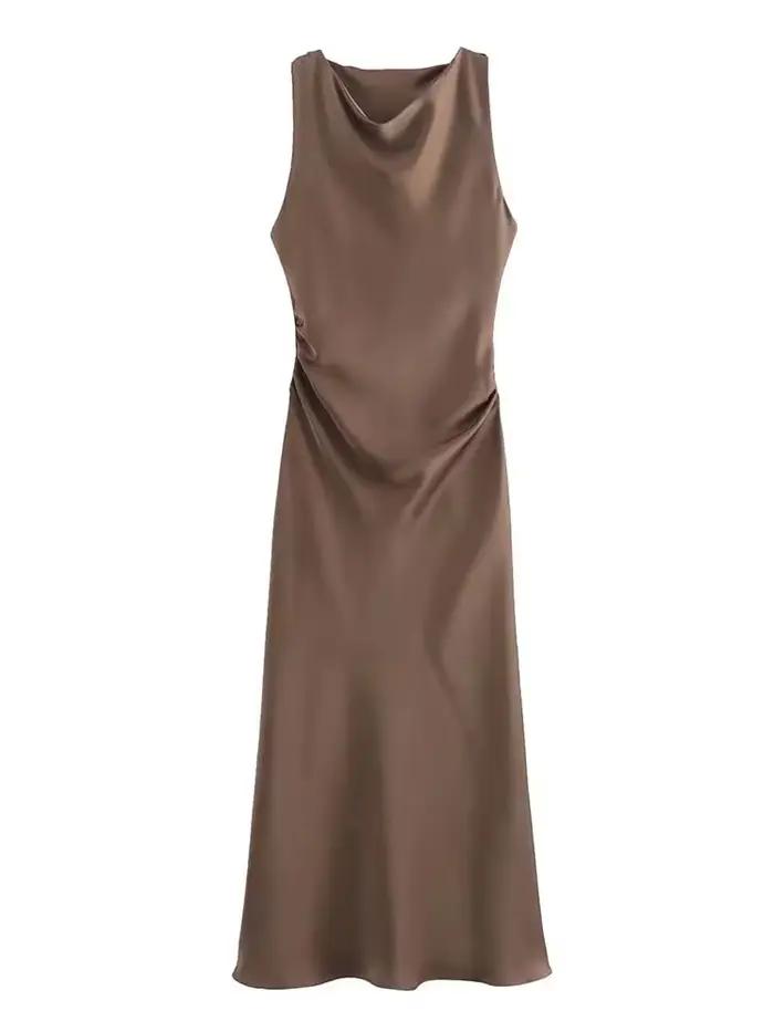 Robes longues en satin pour femmes 2026 – Robe midi d'été sexy pour femme