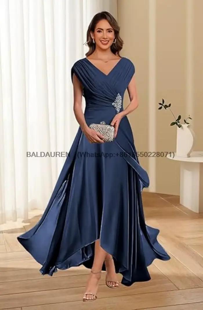 Robes de soirée en mousseline de soie avec appliques en dentelle pour la mère de la mariée