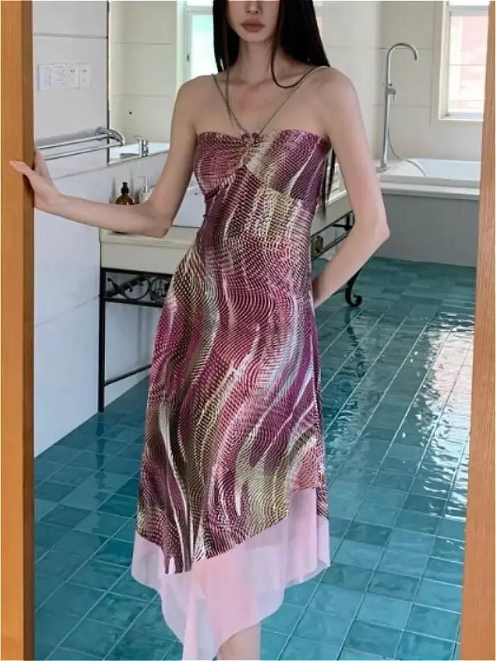 Robes en dentelle à bretelles fines taille haute style hippie pour femmes