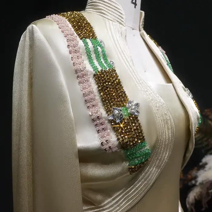 Sharon Said Champagne sirène perles robe de soirée avec Cape drapée pour les femmes