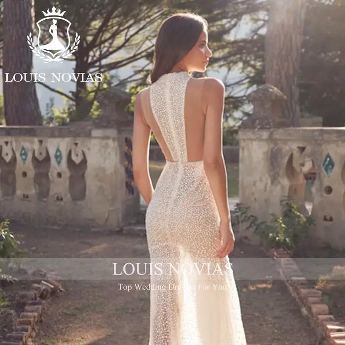 LOUIS NOVIAS robes De mariée pour femmes Style sirène romantique Semi-Transparent fente-ourlet Sexy robe